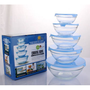 2014 Hot Sale 5 PCS Glass Bowls with PP Lid